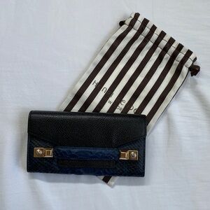 Blue Snake Print Clutch Wallet